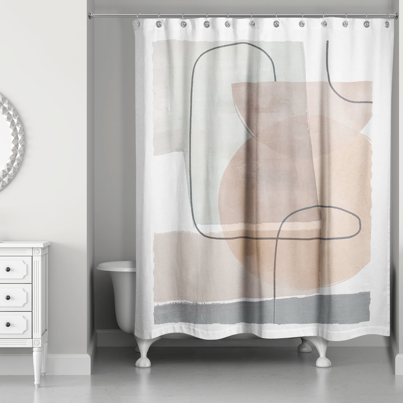 Mid-Mod Layered Abstract 71" x 74" Shower Curtain